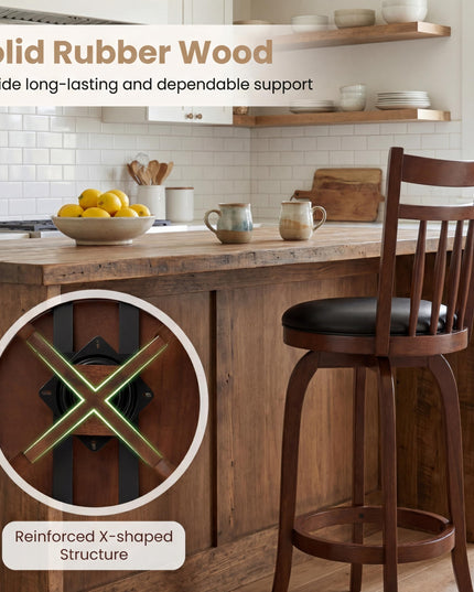 GIANTEX Swivel Bar Stools Set of 2/4 with Faux Leather Padded Seat
