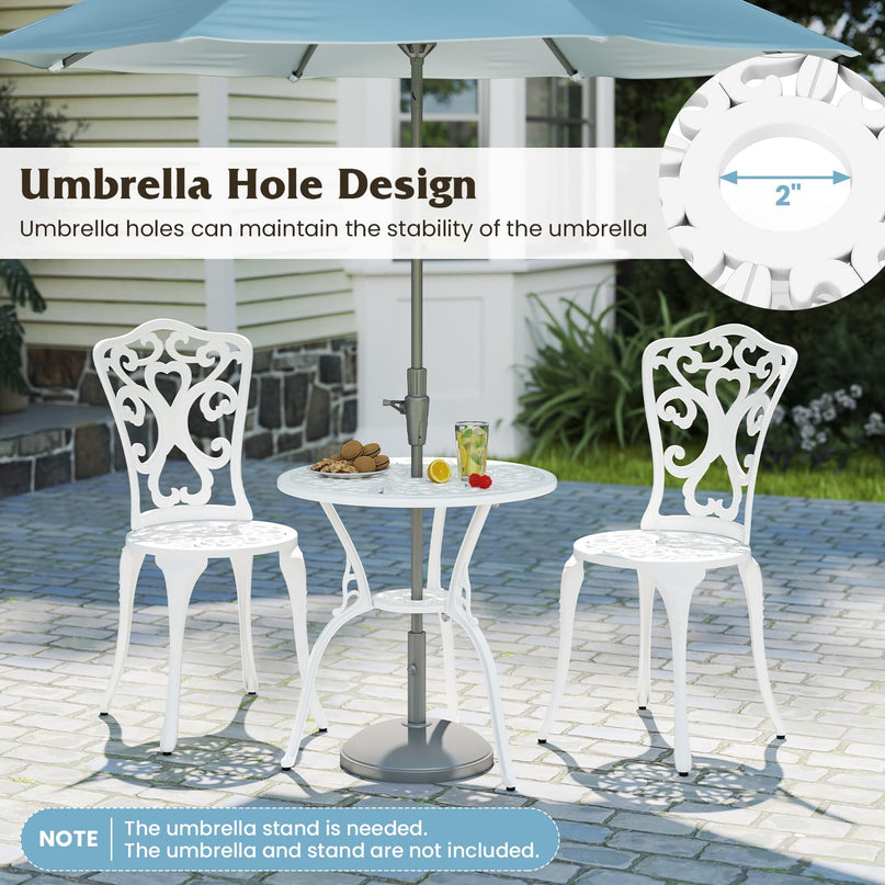 Giantex 3 Piece Bistro Set Cast Aluminum Porch Furniture (Vintage Victorian)