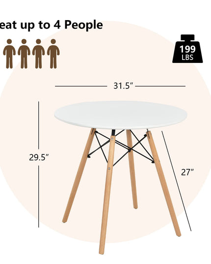 Giantex Dining Table, Round Dining Room Table with Solid Beech Wood Legs