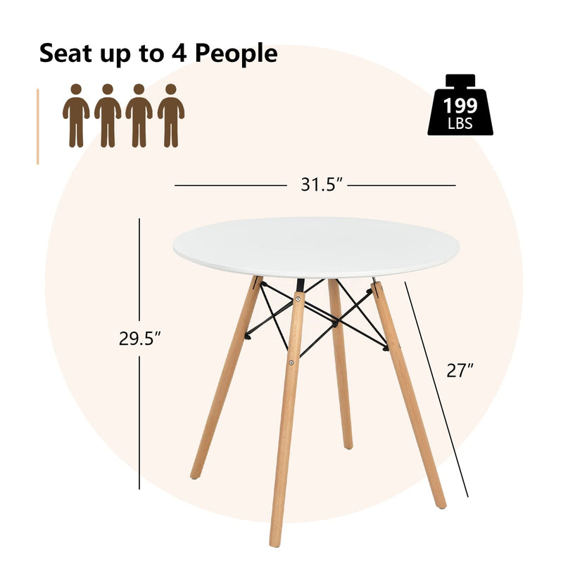 Giantex Dining Table, Round Dining Room Table with Solid Beech Wood Legs
