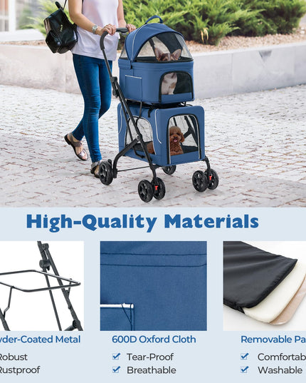 Giantex Double Dog Stroller - Pet Stroller for 2 Dogs