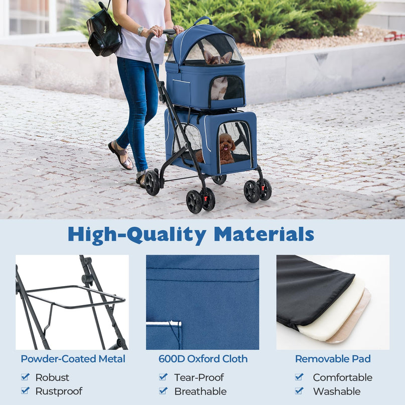 Giantex Double Dog Stroller - Pet Stroller for 2 Dogs