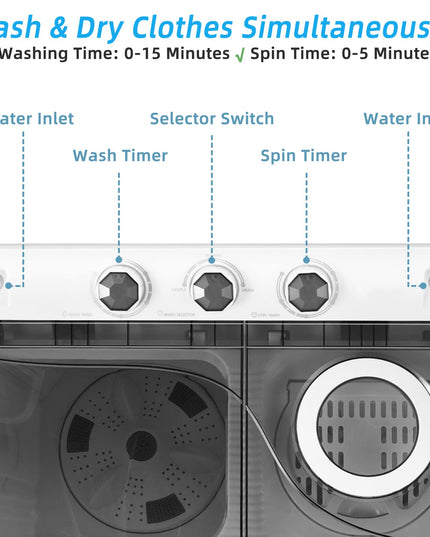 Giantex Portable Washing Machine, 26lbs Washer and Spinner Combo,18 lbs Washing 8 lbs Spinning