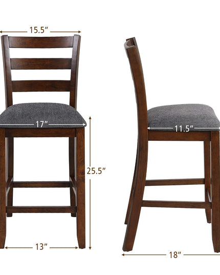 Upholstered Bar Stools with Solid Rubber Wood Frame, Foam-Padded Cushion