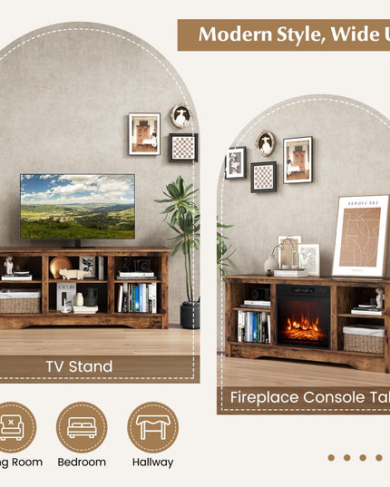 Giantex TV Stand with Fireplace - TV Cabinet with Adjustable Shelves