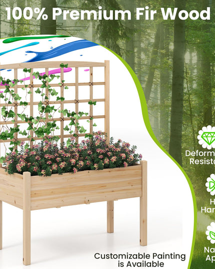 Giantex Raised Garden Bed with Trellis Outdoor Horticulture Planter