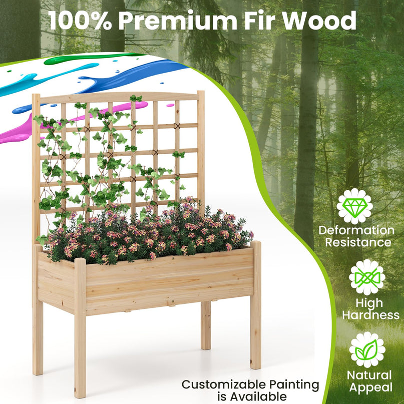 Giantex Raised Garden Bed with Trellis Outdoor Horticulture Planter