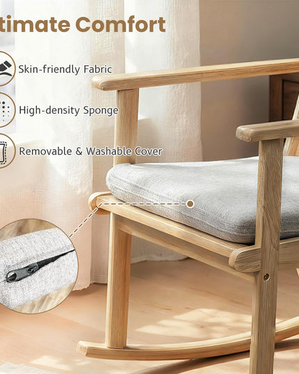 Chaise à bascule Giantex avec coussin et dossier haut à lattes