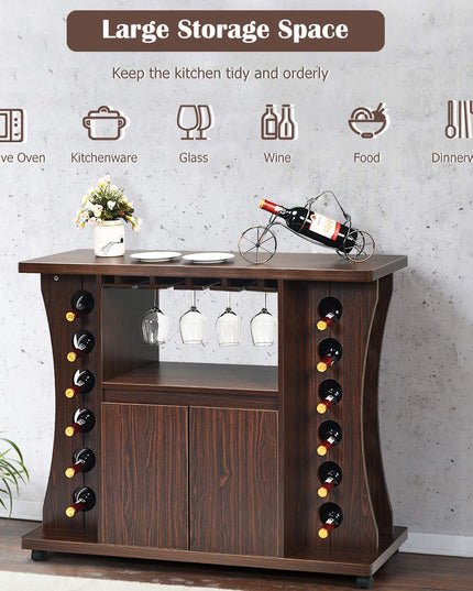 Buffet Server, Rolling Sideboard, Wood Credenza, Console Table
