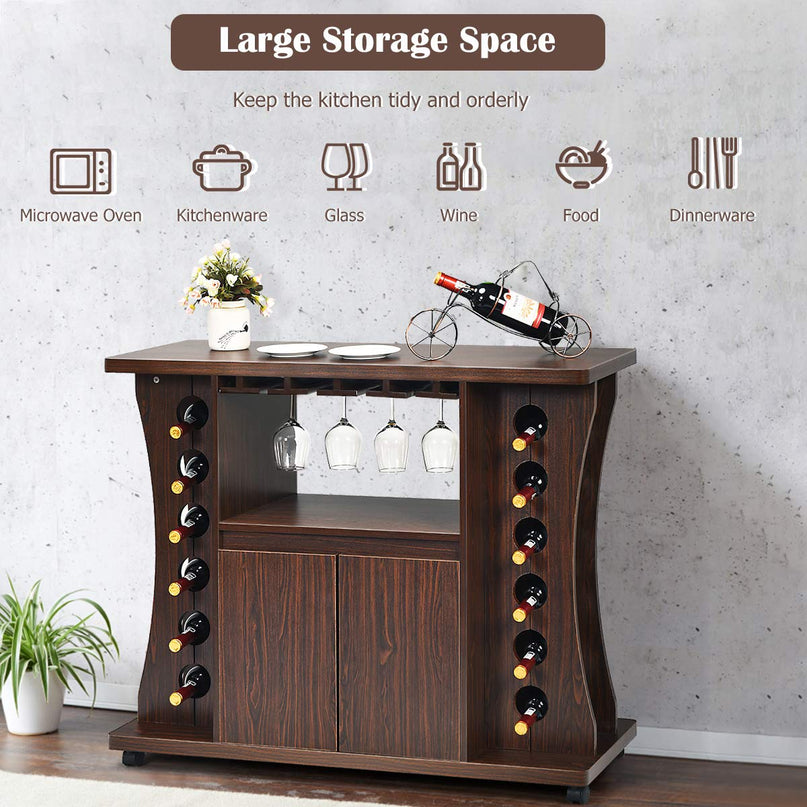 Buffet Server, Rolling Sideboard, Wood Credenza, Console Table
