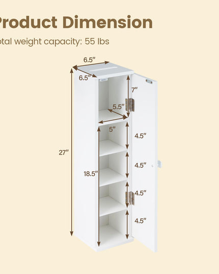 Giantex Small Bathroom Storage Cabinet(6.5" x 6.5" x 27")