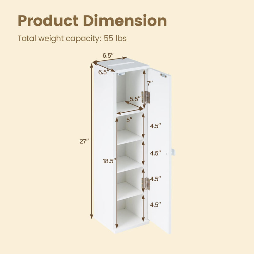 Giantex Small Bathroom Storage Cabinet(6.5" x 6.5" x 27")