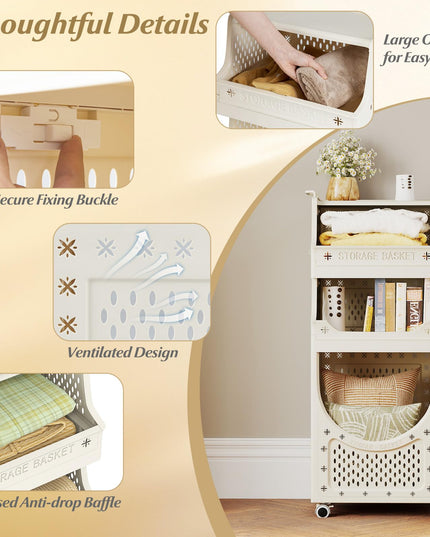 Giantex 4 Tier Rolling Laundry Cart with Wheels