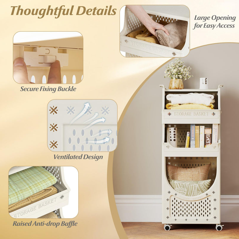 Giantex 4 Tier Rolling Laundry Cart with Wheels