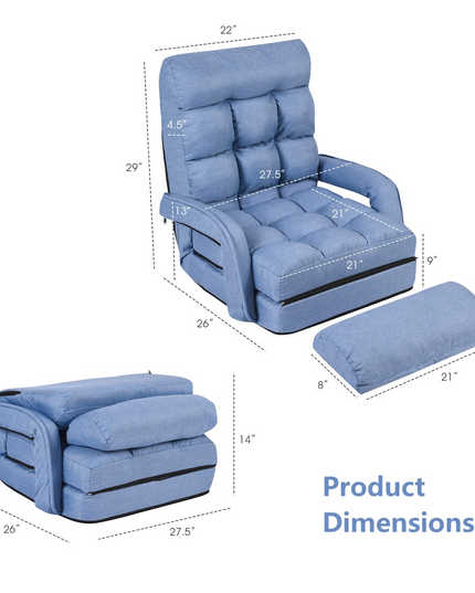 Giantex Chaise Lounge Chair Indoor Multipurpose Folding Armchair Couch Lounger
