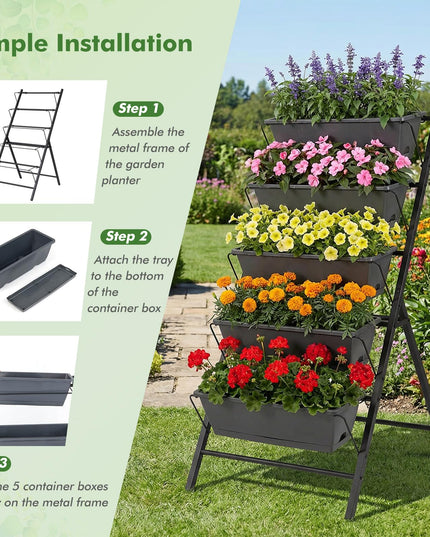 Giantex 5-Tier Vertical Garden Planter w/Drainage System & Removable Tray (1/2)