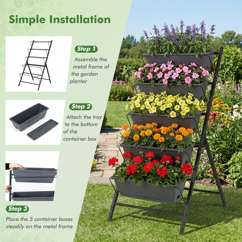 Giantex 5-Tier Vertical Garden Planter w/Drainage System & Removable Tray (1/2)