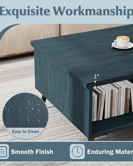 Giantex Mid Century Modern Coffee Table with Storage Shelves
