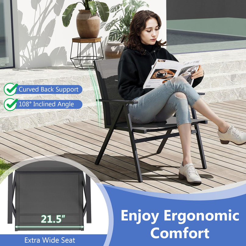 Giantex Patio Chairs Set of 2 w/Sturdy Metal Frame & Breathable Seat Back