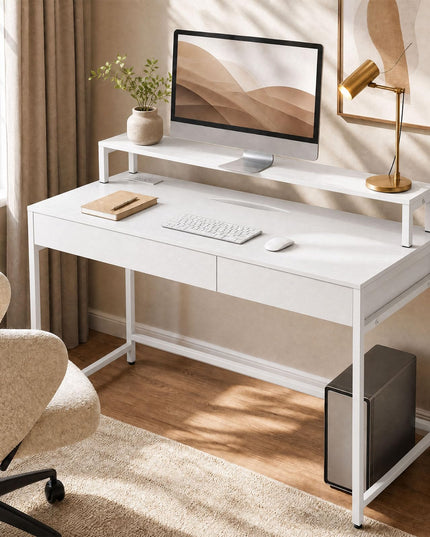 GIANTEX Computer Office Desk with Power Outlets & Removable Monitor Shelf