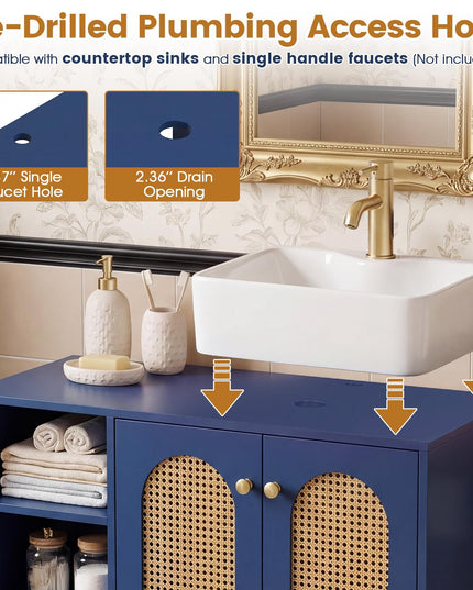 Giantex 36" Bathroom Under Sink Storage Cabinet for Vessel Sinks & Single-Handle Faucets