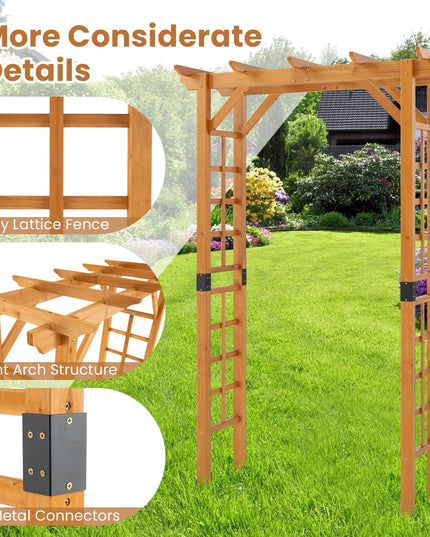 Arche de jardin en bois Giantex 7FT, tonnelle en bois, arche de mariage pour cérémonie ou fête