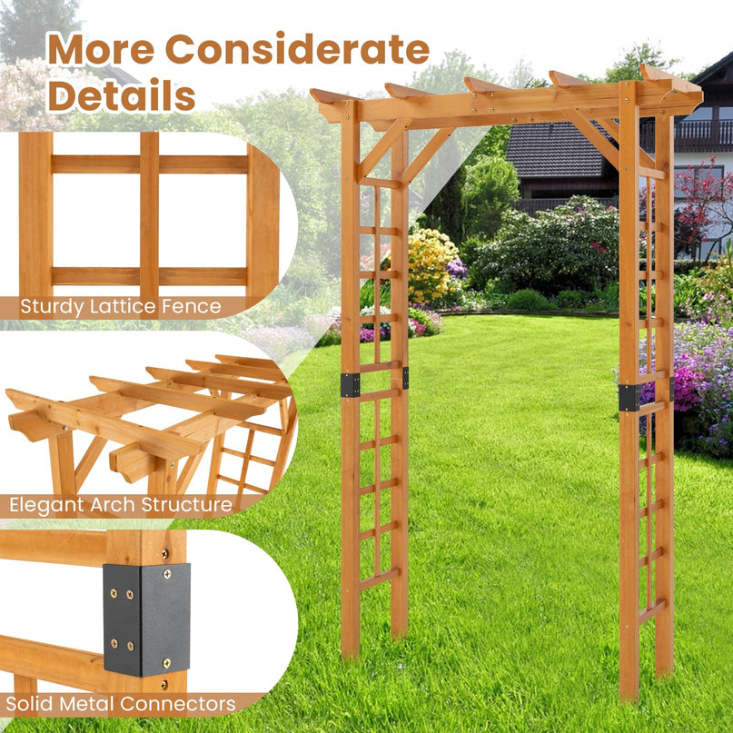 Giantex 7FT Wood Garden Arbor Trellis Wooden Wedding Arch for Ceremony Party