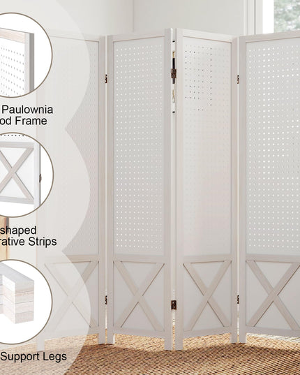 Giantex 4/6 Panel Pegboard Room Divider | 5.6FT Folding Privacy Screen with Peg Board Storage