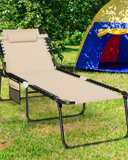 Giantex Folding Tanning Chair with 4 Adjustable Positions & Footrest Load 440 Lbs