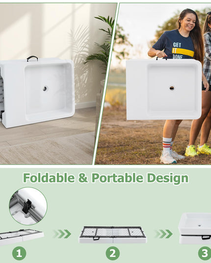 Giantex 5 FT Folding Ice Table with Double Sinks and Drains