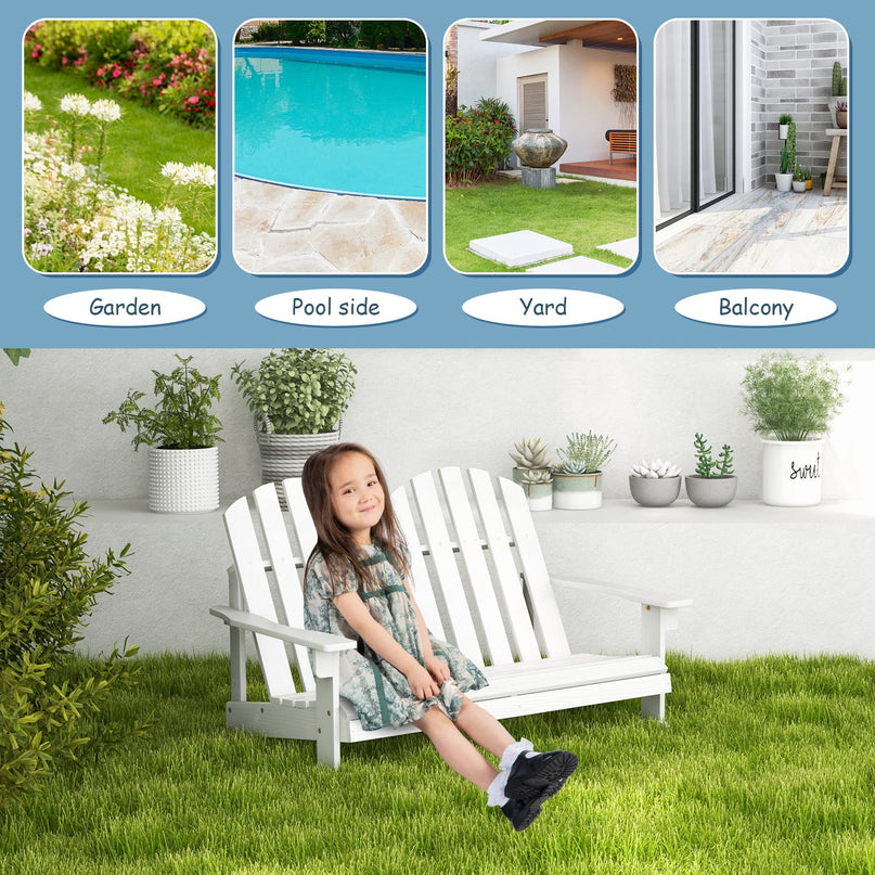 Giantex 2-Person Adirondack Rocking Chair - Kids Outdoor Rocking Bench with Slatted Seat, High Backrest