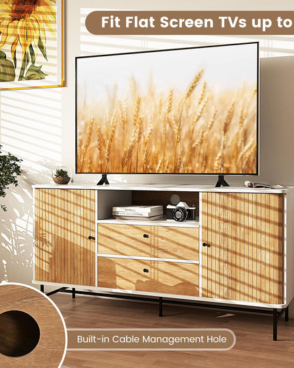 Giantex Buffet Cabinet with Storage, 59" Modern Coffee Bar Sideboard w/Sliding Tambour Doors