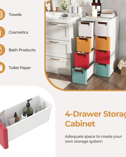Chariot de rangement Giantex à 4 tiroirs, commode étroite en plastique