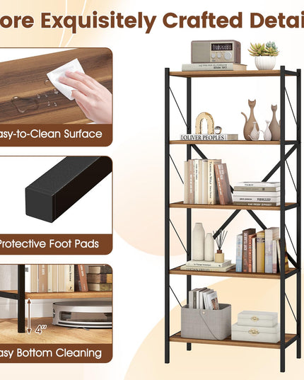 Giantex Industrial Bookcase with Heavy-Duty Metal Frame