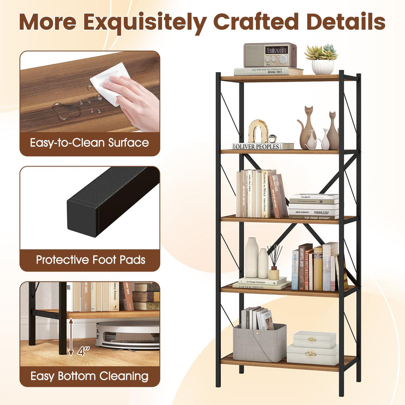 Giantex Industrial Bookcase with Heavy-Duty Metal Frame