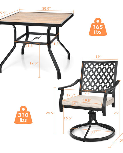 5 Piece Patio Dining Set, Outdoor Square Bistro Table for 4