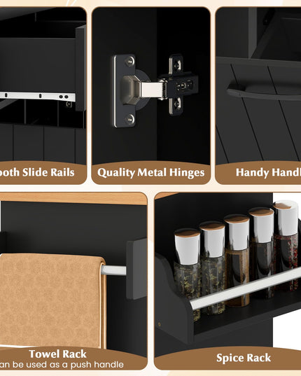 Giantex Kitchen Island w/Trash Bag Storage