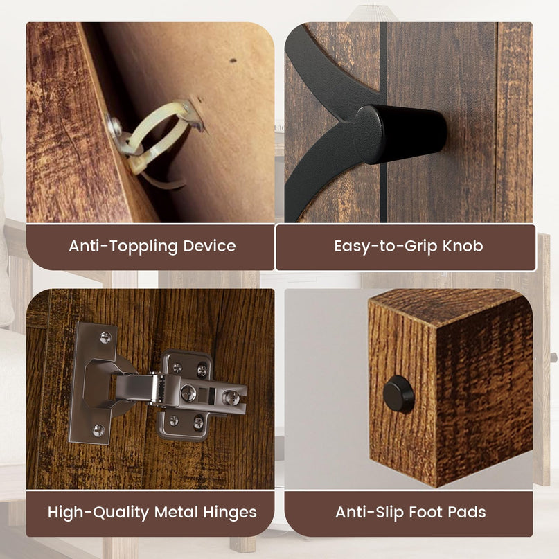 Giantex Robot Vacuum Storage Cabinet Farmhouse End Table