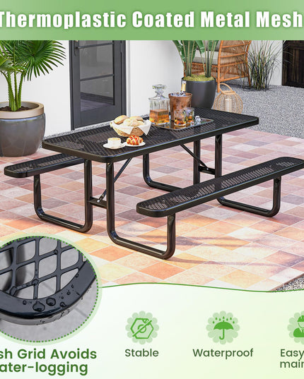 Giantex 72” Picnic Table, Large Outdoor Table & Bench Set for 8