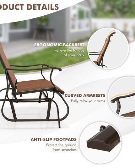 Giantex Outdoor Glider Bench Chair - Extra-Large 2 Person Loveseat