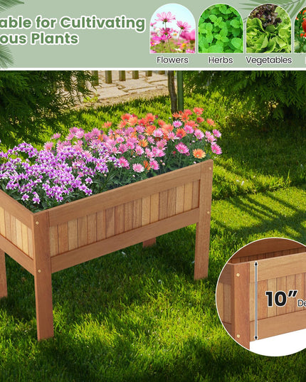 Giantex Wooden Raised Garden Bed, Solid Wood Elevated Planter Box w/Legs, 35”Lx 16”Wx24”H
