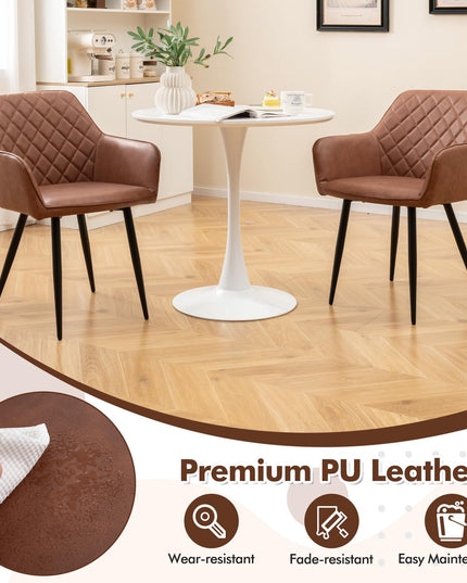 Giantex Mid Century Modern Dining Chairs Set of 2/4, Upholstered Accent Chairs w/Curved Backrest, Wide Seat & Armrests