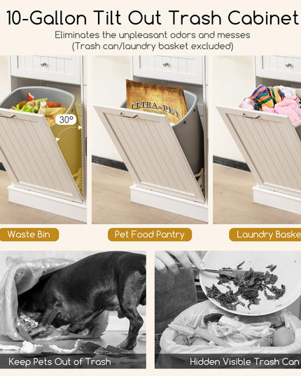 Giantex 68” Tall Kitchen Pantry, Buffet Hutch w/Tilt Out Trash Can Storage Cabinet, 2 Drawer, Shelves