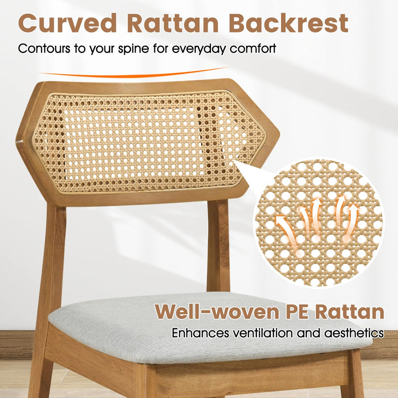 Giantex Wood Rattan Upholstered Dining Chairs Set of 2/4