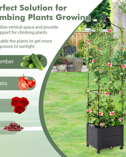 Giantex Raised Garden Bed with Tomato Cages, Obelisk & Bird Top