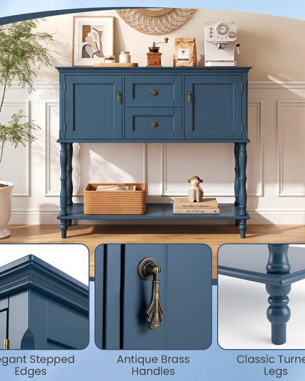 GIANTEX Narrow Console Table with 2 Drawers & 2 Door Cabinets