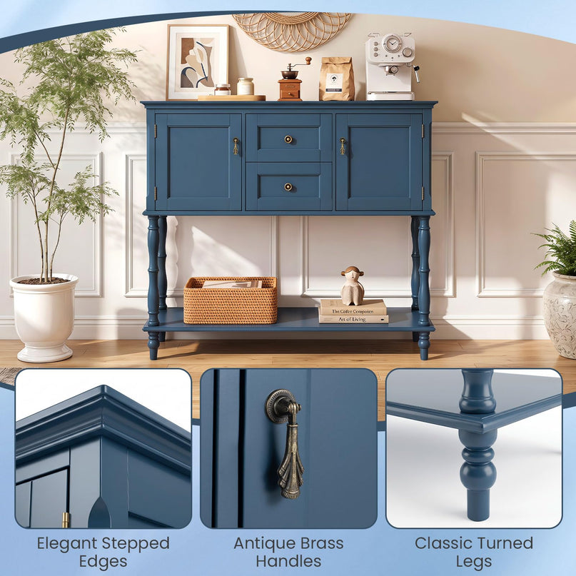 GIANTEX Narrow Console Table with 2 Drawers & 2 Door Cabinets