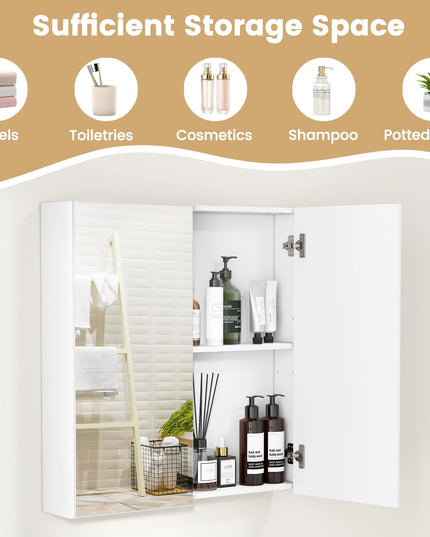 Giantex Medicine Cabinet, 24.5" x 25.5" Bathroom Wall Cabinet with 2 Mirror Door