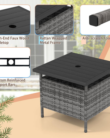 Giantex Outdoor Side Table with 2" Umbrella Hole