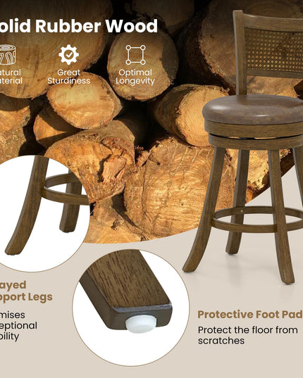 Giantex 25"/30" Swivel Bar Stools Set of 2/4 with PE Rattan Backrest